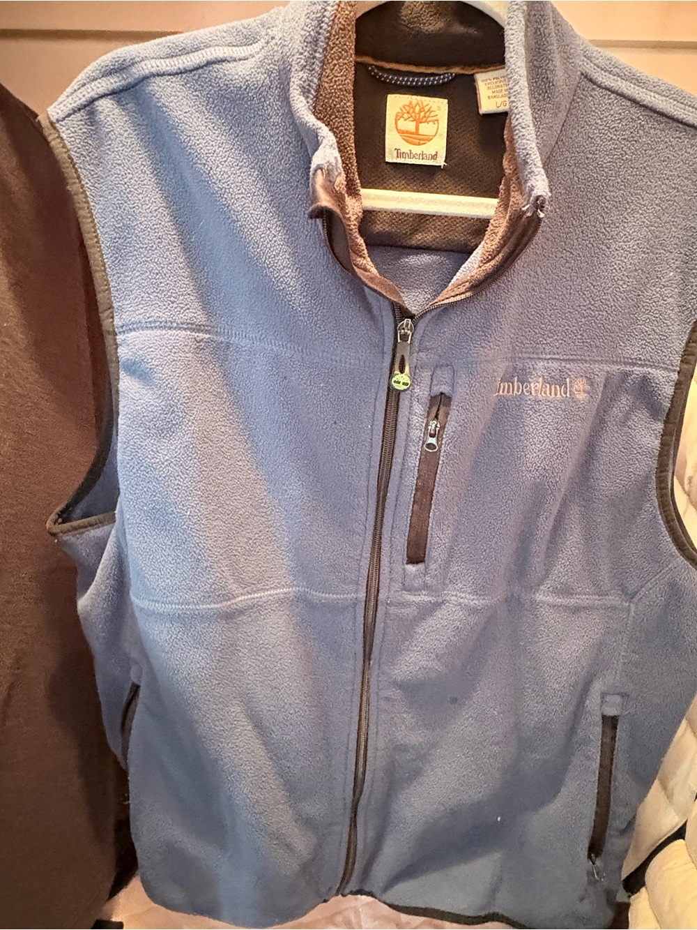 Timberland Light Blue Men's Fleece Vest with Chest Zip Pocket